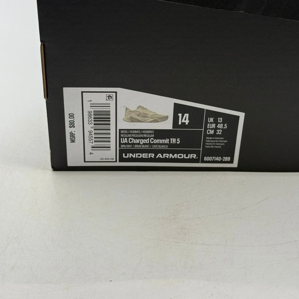 Under Armour UA Charged Commit TR 5 Shoes Mens Size 14 Brown Gym 3026606-200